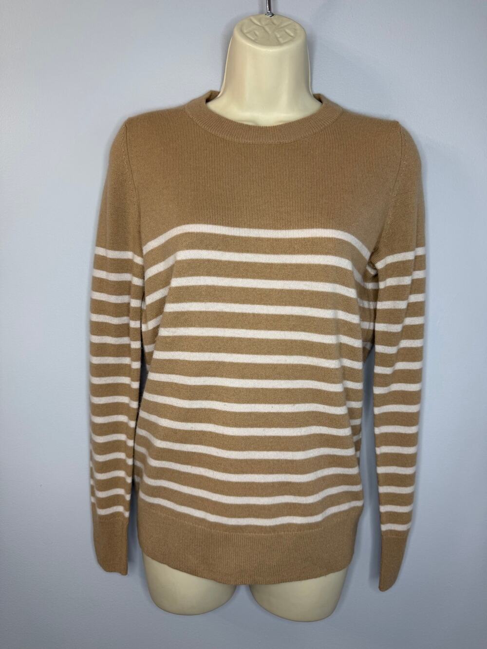 The Reset R Label Sweater Women's M Wool Cashmere Tan Cream Stripe Pullover